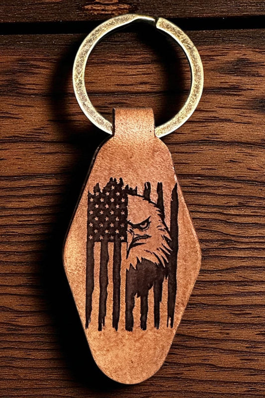 Keychain - American Flag with Eagle Face